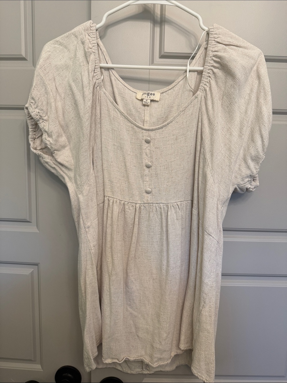 Umgee Cream Short Sleeve Peasant Tunic